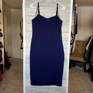 Purplish Navy Express Pencil Midi Dress with Leg Slit